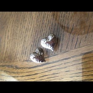 Silver textured heart earrings